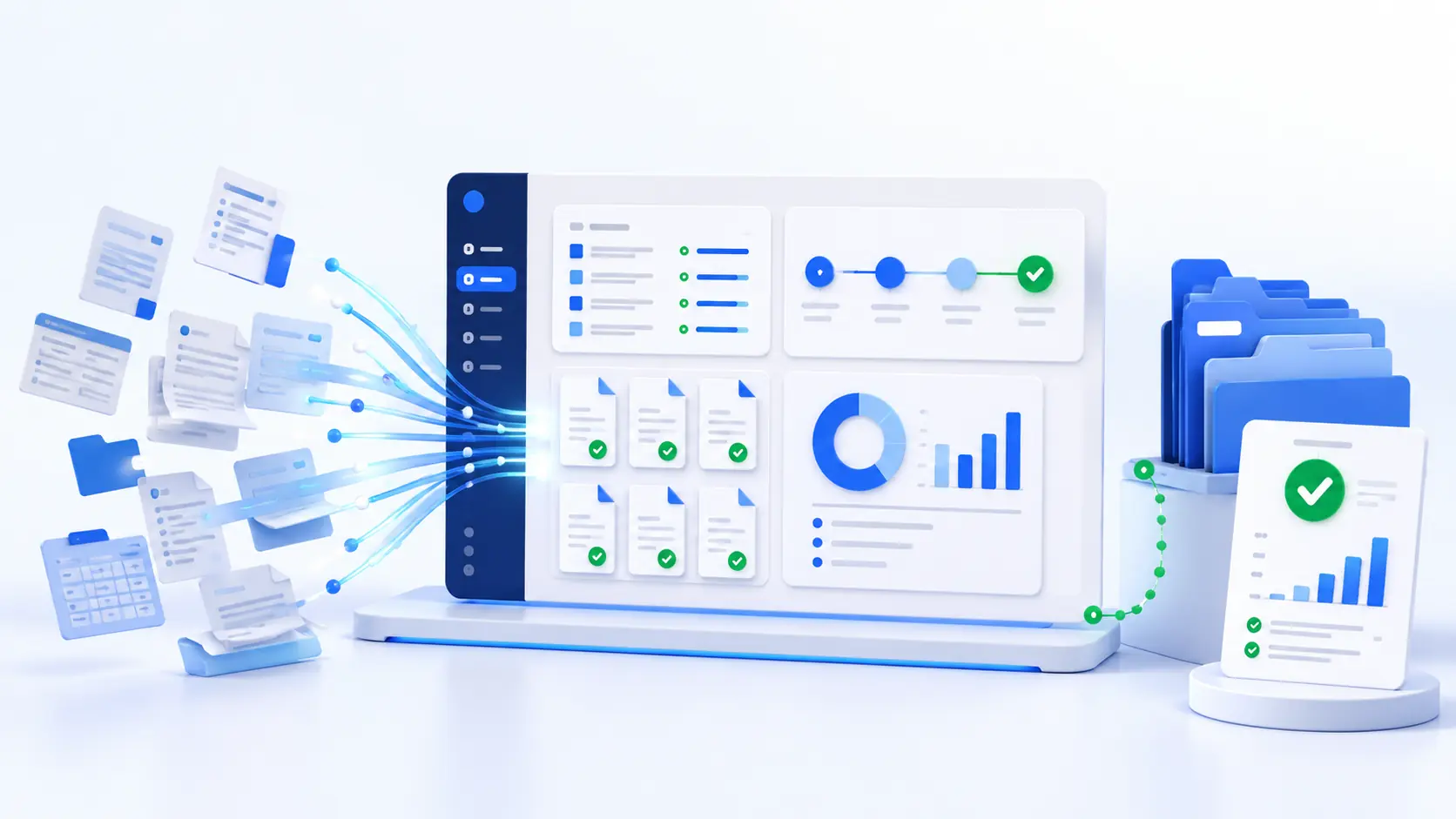 Alur administrasi digital dari data menuju dokumen dan laporan