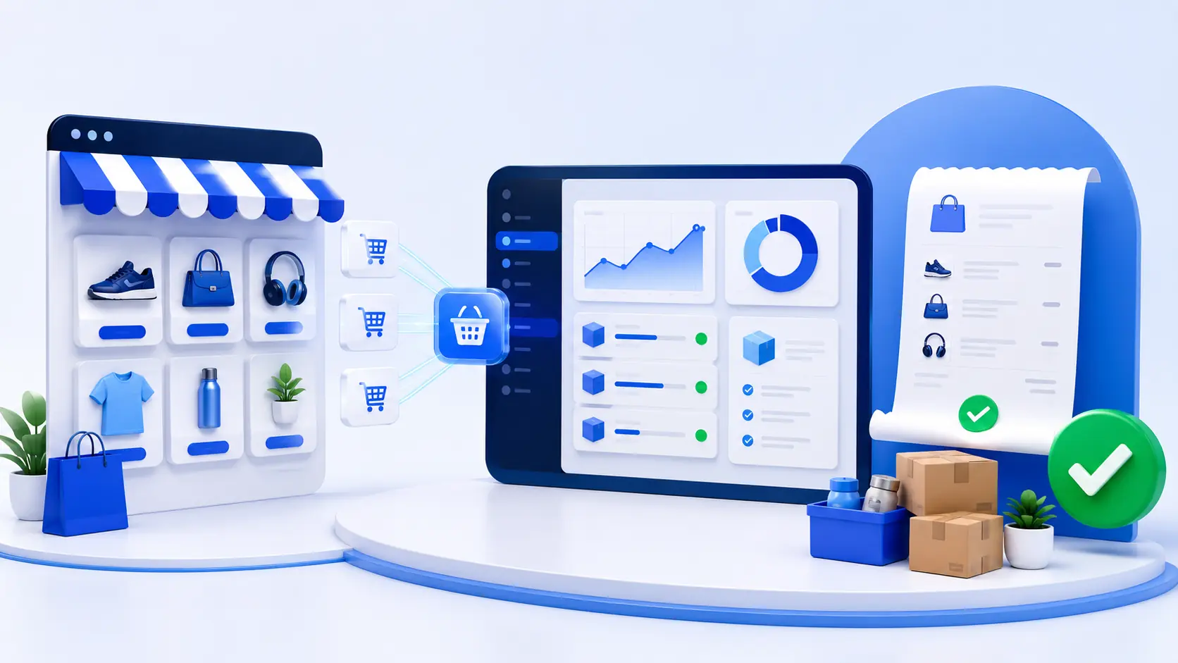Alur digital retail dari produk menuju pesanan dan pencatatan